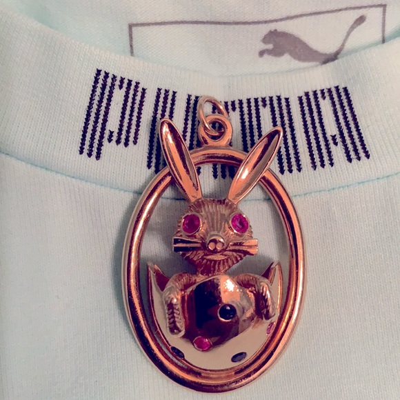 Jewelry - 14K YG RUBY & SAPPHIRE RABBIT CHARM 15.4GR